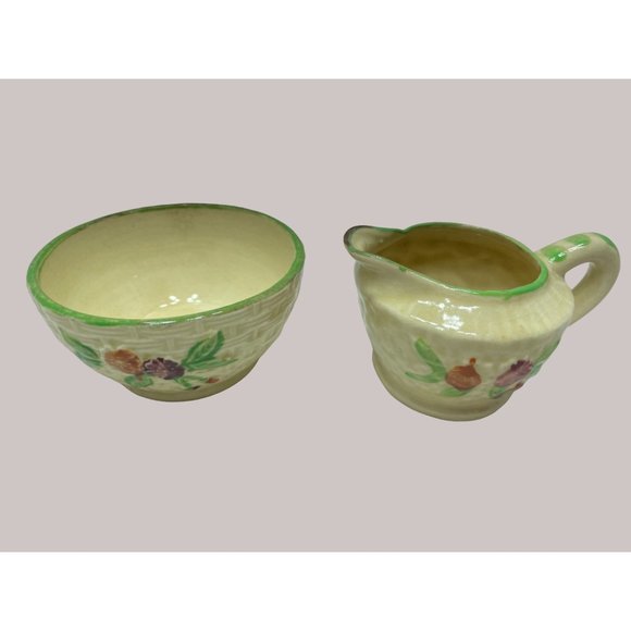 OG Basket Weave Cream Sugar Set Made in Japan - Picture 3 of 7